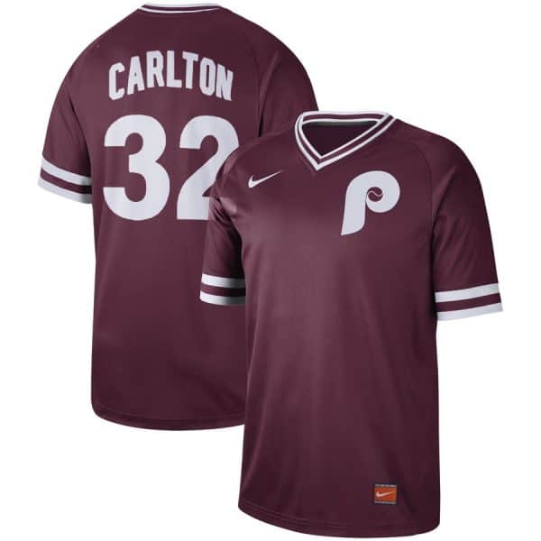 Philadelphia Phillies #32 Steve Carlton Maroon Cooperstown Collection Legend Stitched Jersey