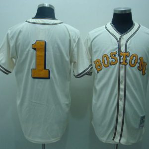 Mitchell And Ness Red Sox #1 Bobby Doerr Cream Stitched Throwback Jersey