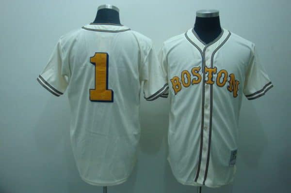 Mitchell And Ness Red Sox #1 Bobby Doerr Cream Stitched Throwback Jersey