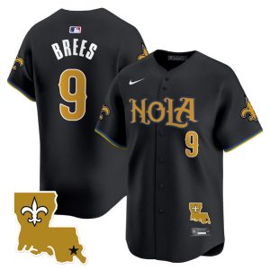 New Orleans Saints #9 Drew Brees Black Cool Base Stitched Jersey
