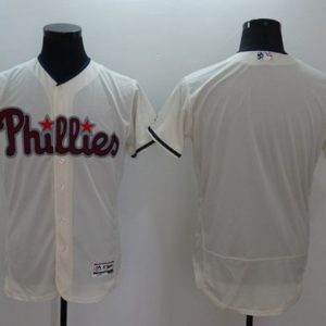Phillies Blank Cream Fashion Stars Stripes Flexbase Authentic Stitched Jersey