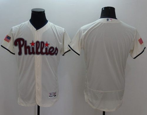 Phillies Blank Cream Fashion Stars Stripes Flexbase Authentic Stitched Jersey