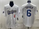 Los Angeles Dodgers #6 Trea Turner White Gold Championship Cool Base Stitched Baseball Jersey