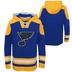 St. Louis Blues Blank Blue Ageless Must-Have Lace-Up Pullover Hoodie