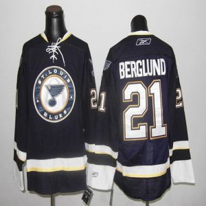 Blues #21 Berglund Dark Blue Stitched Jersey