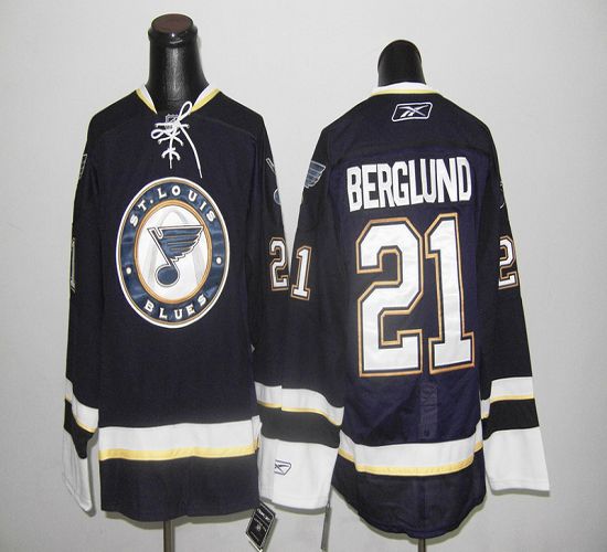 Blues #21 Berglund Dark Blue Stitched Jersey