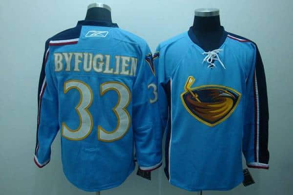 Thrashers #33 Dustin Byfuglien Stitched Blue Jersey