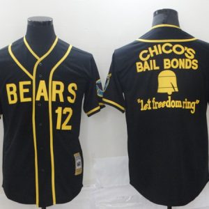 Chico's Bail Bonds Bad News Bears #12 Black Stitched Jersey