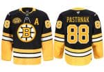 Boston Bruins #88 David Pastrnak Black 2024 100th Anniversary Patch Stitched Game Jersey