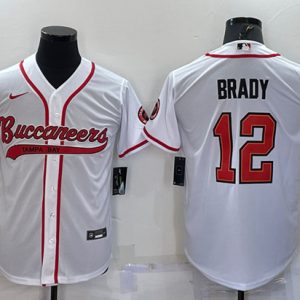 Tampa Bay Buccaneers #12 Tom Brady White Cool Base Stitched Baseball Jersey
