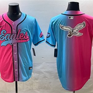 Philadelphia Eagles Team Big Logo Pink Blue Limited Stitched Jersey