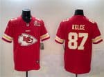 Kansas City Chiefs #87 Travis Kelce Red 2025 Super Bowl LIX Patch Team Big Logo Vapor Limited Stitched Jersey