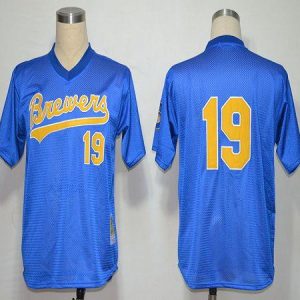 Mitchell And Ness 1991 Brewers #19 Robin Yount Blue Stitched Jersey