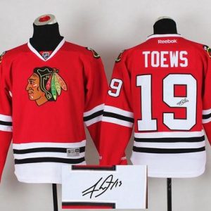 Blackhawks #19 Jonathan Toews Red Autographed Stitched Jersey
