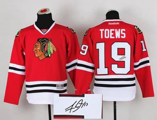 Blackhawks #19 Jonathan Toews Red Autographed Stitched Jersey