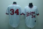 Twins #34 Kirby Puckett Stitched White Cooperstown Throwback Jersey