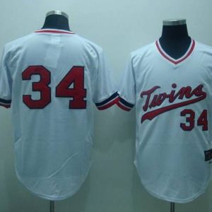Twins #34 Kirby Puckett Stitched White Cooperstown Throwback Jersey