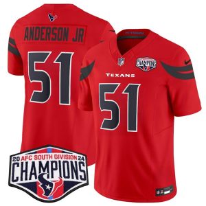 Houston Texans #51 Will Anderson Jr. Red F.U.S.E. 2024 AFC South Division Champions Vapor Limited Stitched Jersey