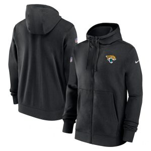 Jacksonville Jaguars Black Sideline Club Performance Full-Zip Hoodie