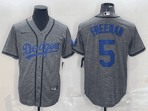 Los Angeles Dodgers #5 Freddie Freeman Grey Cool Base Stitched Jersey