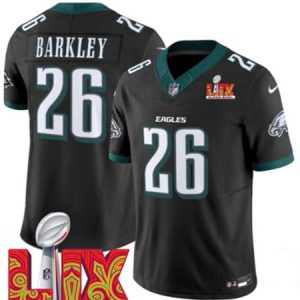Philadelphia Eagles #26 Saquon Barkley Black 2025 Super Bowl LIX Patch Vapor Untouchable Limited Stitched Jersey