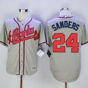 Braves #24 Deion Sanders Grey New Cool Base Stitched Jersey
