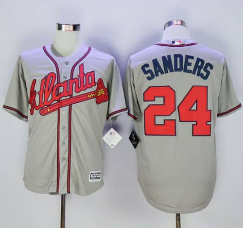 Braves #24 Deion Sanders Grey New Cool Base Stitched Jersey
