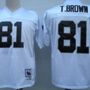 Mitchell And Ness Raiders #81 Tim Brown White Stitched Throwback Jersey