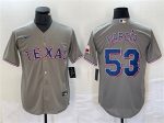 Texas Rangers #53 Adolis Garc¨ªa Gray With Patch Cool Base Stitched Jersey
