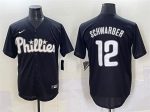 Philadelphia Phillies #12 Kyle Schwarber Black Lights Out Limited Stitched Jersey