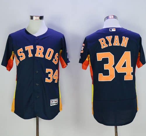 Astros #34 Nolan Ryan Navy Blue Flexbase Authentic Collection Stitched Jersey