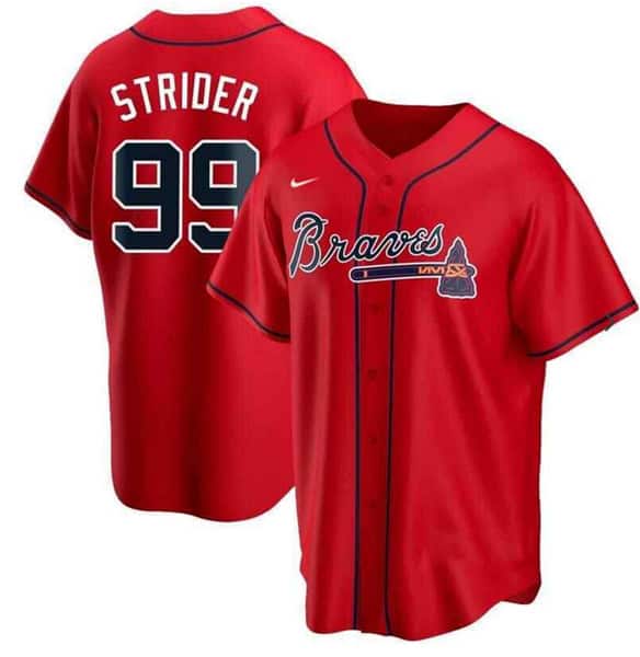 Atlanta Braves #99 Spencer Strider Red Cool Base Stitched Jersey