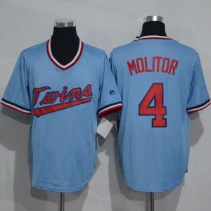Twins #4 Paul Molitor Light Blue Cooperstown Throwback Stitched Jersey