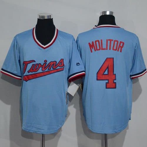 Twins #4 Paul Molitor Light Blue Cooperstown Throwback Stitched Jersey