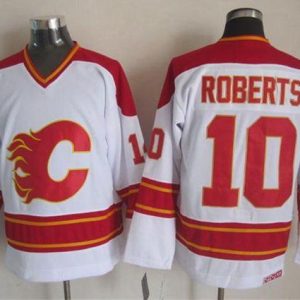 Flames #10 Gary Roberts White CCM Throwback Stitched Jersey