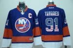 Islanders #91 John Tavares Baby Blue USA Flag Fashion Stitched Jersey