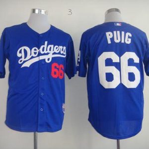 Dodgers #66 Yasiel Puig Light Blue Cool Base Stitched Jersey