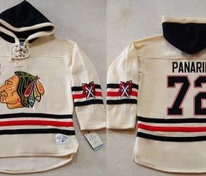 Blackhawks #72 Artemi Panarin Cream Heavyweight Pullover Hoodie Stitched NHL Jersey