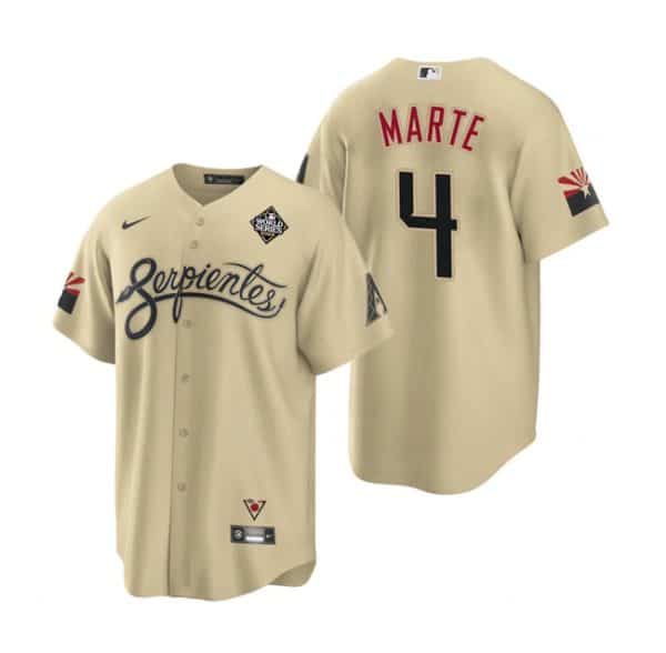 Arizona Diamondbacks #4 Ketel Marte Gold 2023 World Series City Connect Cool Base Stitched Jersey