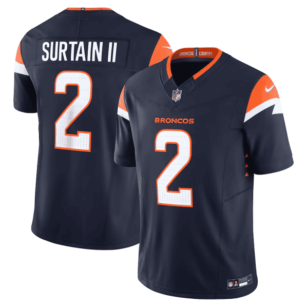 Denver Broncos #2 Pat Surtain II Navy 2024 Draft F.U.S.E. Vapor Limited Stitched Jersey