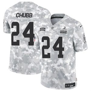 Cleveland Browns #24 Nick Chubb Arctic Camo 2024 F.U.S.E. Salute To Service Limited Stitched Jersey