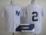 Yankees #2 Derek Jeter White Autographed Stitched Jersey