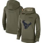 Houston Texans Olive Salute To Service Team Logo Performance Pullover NFL Hoodie