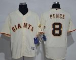 Giants #8 Hunter Pence Cream Flexbase Authentic Collection Stitched Jerseys