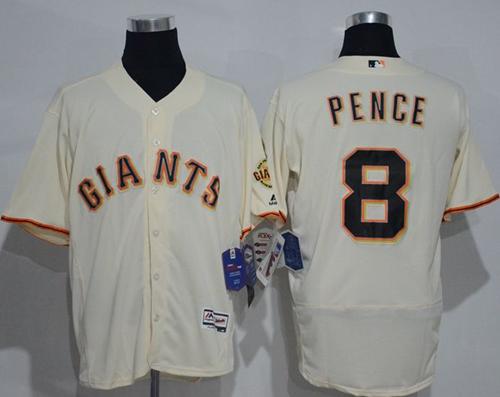 Giants #8 Hunter Pence Cream Flexbase Authentic Collection Stitched Jerseys
