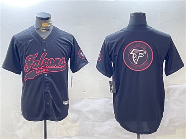 Atlanta Falcons Team Big Logo Black With Patch Cool Base Stitched Jersey