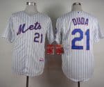 Mets #21 Lucas Duda White(Blue Strip) Home Cool Base Stitched Jersey