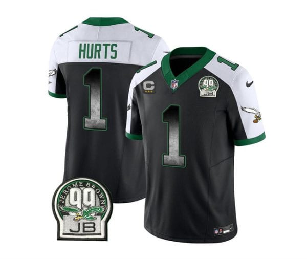 Philadelphia Eagles #1 Jalen Hurts Black White 2023 F.U.S.E. With 3-Star C Patch Throwback Vapor Untouchable Limited Stitched Jersey