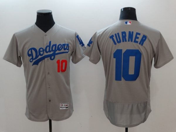 Los Angeles Dodgers #10 Justin Turner Gray Flexbase Stitched Jersey