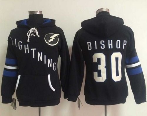 Tampa Bay Lightning #30 Ben Bishop Black Old Time Heidi NHL Hoodie